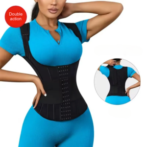 Gaine amincissante femme ventre plat effet immédiat double compression abdominale Push UP avec contrôle de posture 5 rangées d'agrafes ajustables